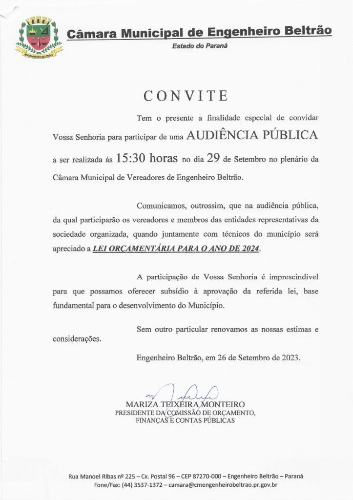 Convite de audiência pública